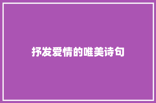 抒发爱情的唯美诗句