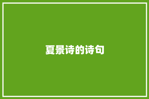 夏景诗的诗句