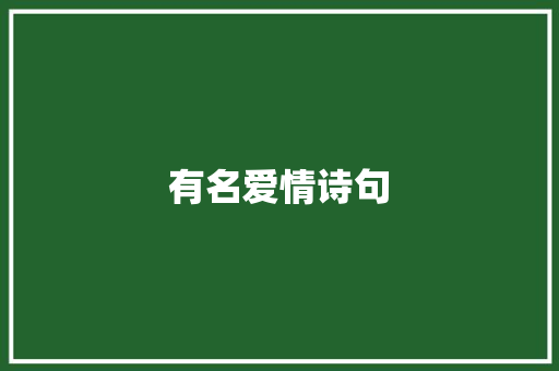 有名爱情诗句
