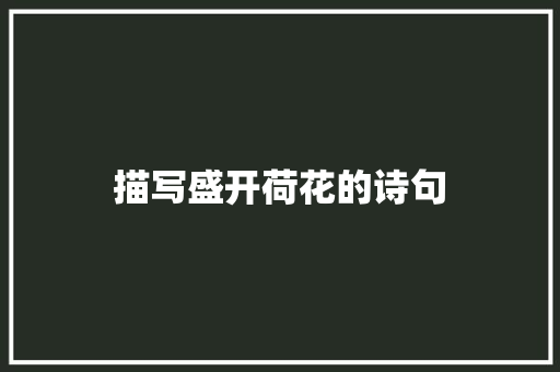 描写盛开荷花的诗句