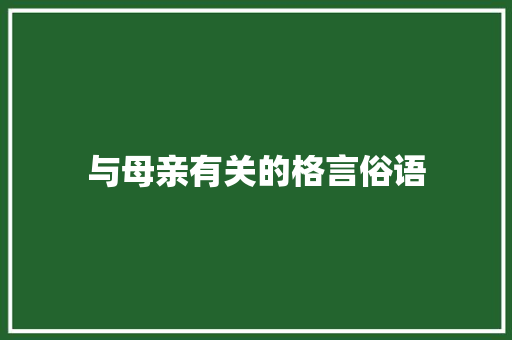 与母亲有关的格言俗语