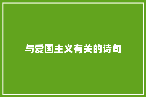 与爱国主义有关的诗句