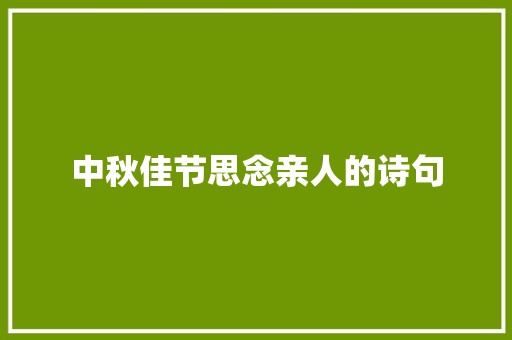 中秋佳节思念亲人的诗句