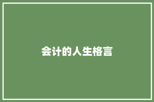 会计的人生格言