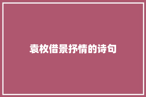 袁枚借景抒情的诗句