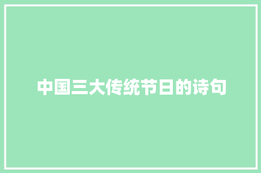 中国三大传统节日的诗句