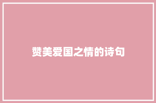 赞美爱国之情的诗句