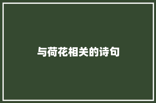 与荷花相关的诗句 知识百科