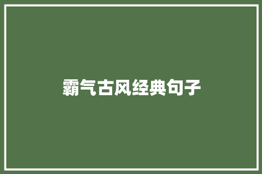 霸气古风经典句子