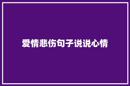 爱情悲伤句子说说心情