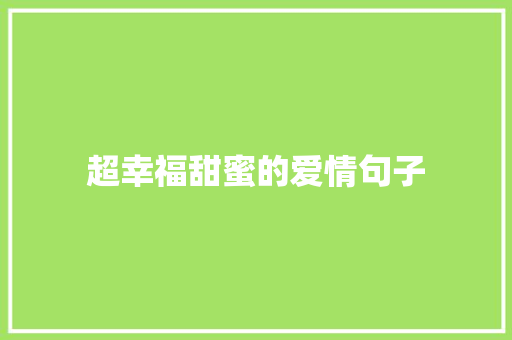 超幸福甜蜜的爱情句子