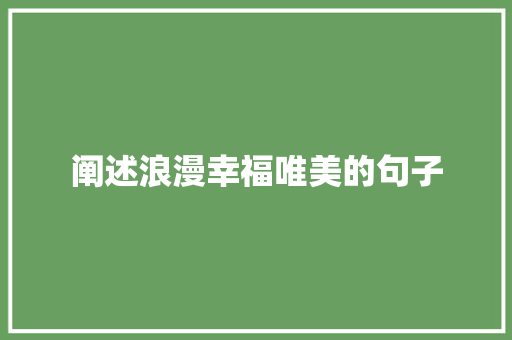 阐述浪漫幸福唯美的句子