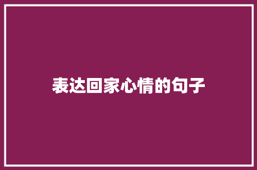 表达回家心情的句子