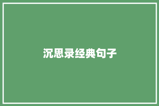 沉思录经典句子