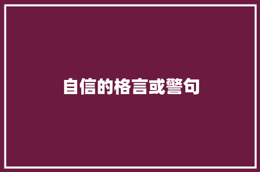 自信的格言或警句