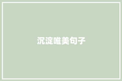 沉淀唯美句子