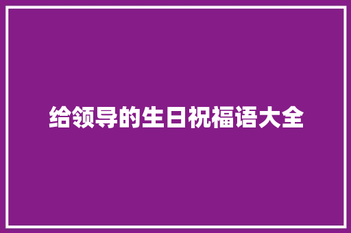 给领导的生日祝福语大全