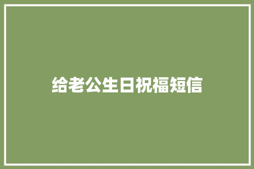 给老公生日祝福短信