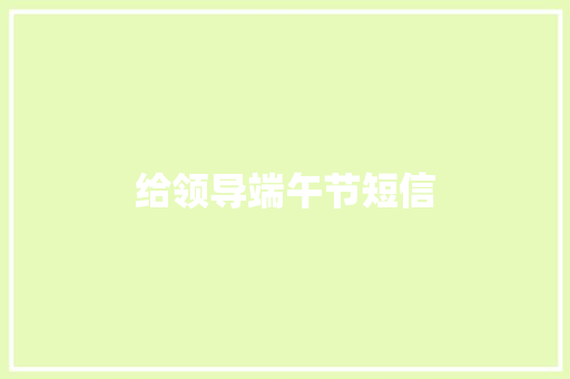 给领导端午节短信