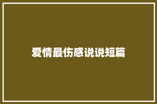 爱情最伤感说说短篇