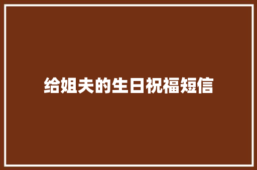 给姐夫的生日祝福短信