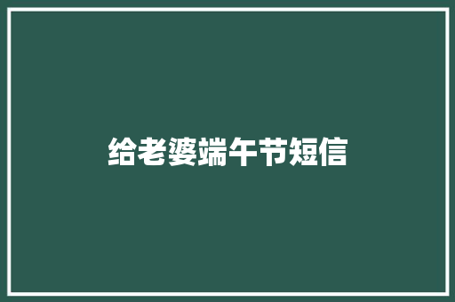 给老婆端午节短信