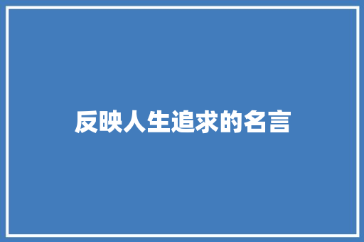 反映人生追求的名言
