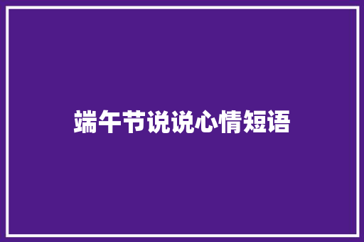 端午节说说心情短语