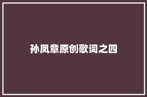 孙凤章原创歌词之四