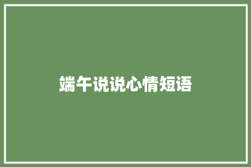 端午说说心情短语
