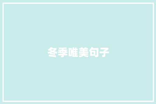 冬季唯美句子