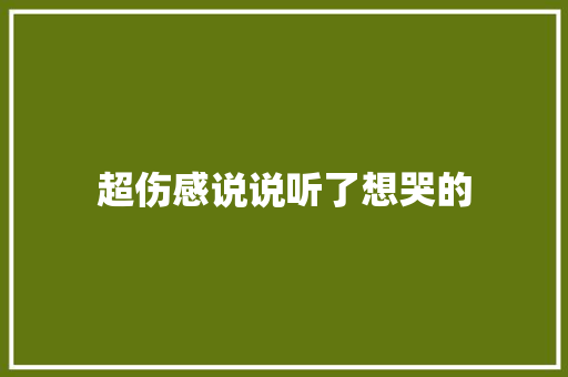 超伤感说说听了想哭的