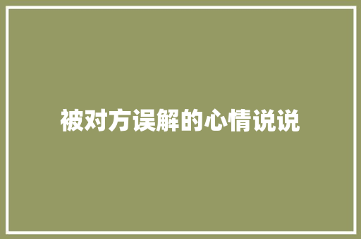 被对方误解的心情说说