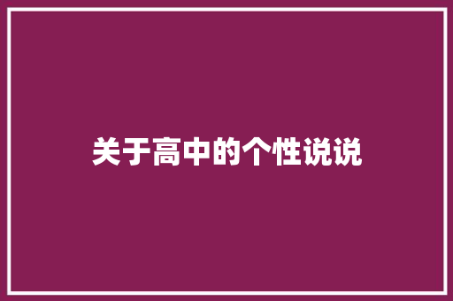 关于高中的个性说说