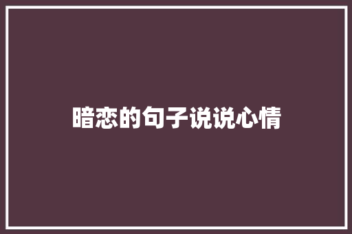 暗恋的句子说说心情