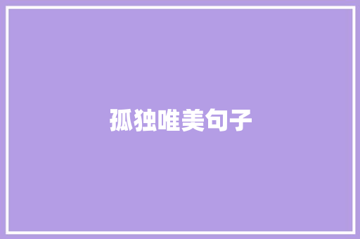孤独唯美句子