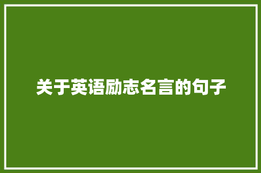 关于英语励志名言的句子