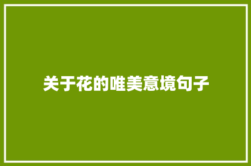 关于花的唯美意境句子