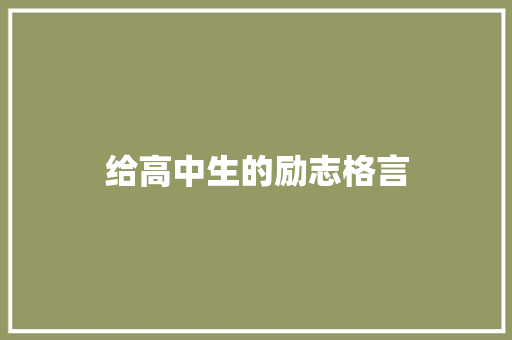 给高中生的励志格言