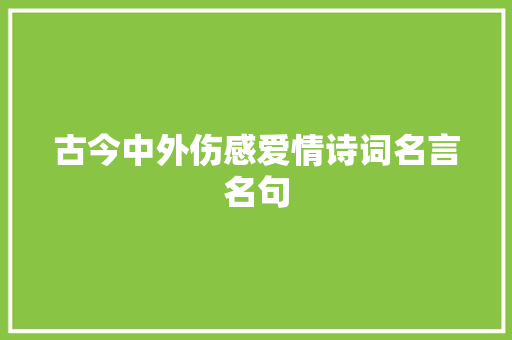 古今中外伤感爱情诗词名言名句