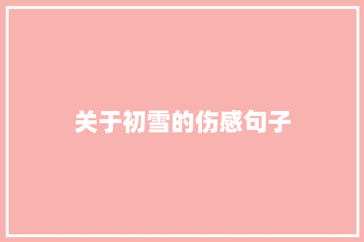 关于初雪的伤感句子