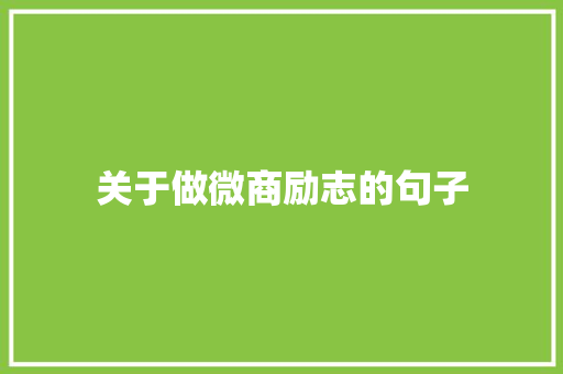 关于做微商励志的句子