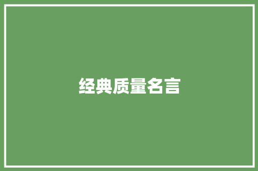 经典质量名言