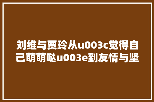 刘维与贾玲从u003c觉得自己萌萌哒u003e到友情与坚持的传奇。