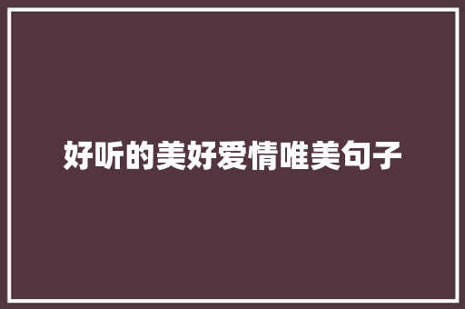 好听的美好爱情唯美句子