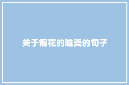 关于烟花的唯美的句子