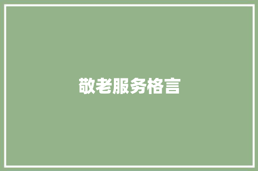 敬老服务格言