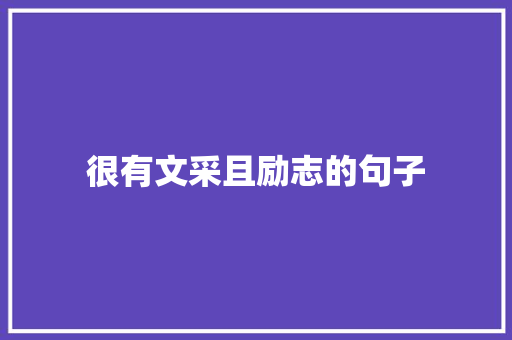 很有文采且励志的句子