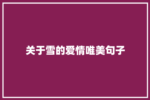 关于雪的爱情唯美句子
