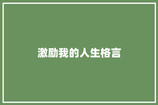 激励我的人生格言